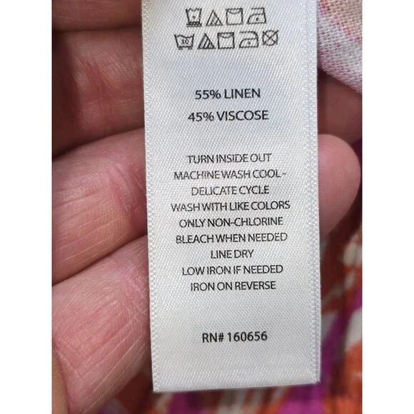 Sincerely Jules Womens Tropical Print Wide Leg Linen Blend Boho Palazzo Pants L - Picture 3 of 7